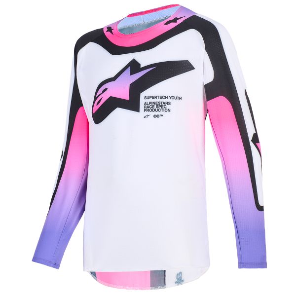 Camiseta Motocross Alpinestars Youth Supertech Vista Jersey White Purple Black