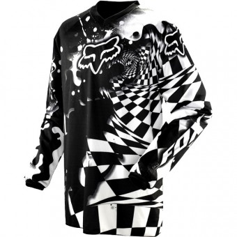 Camiseta Motocross FOX HC 180 Graphic Checked Negro Blanco Jersey