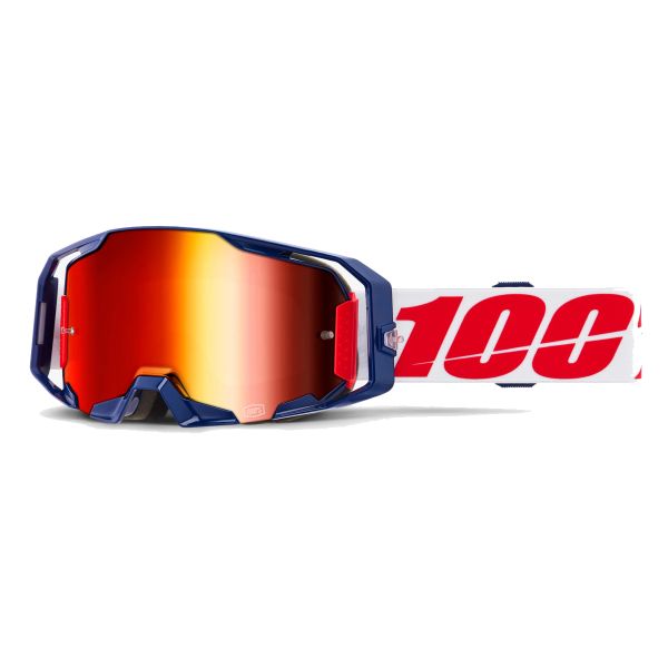 Gafas motocross 100% Armatic Mach Z - Visera con espejo rojo