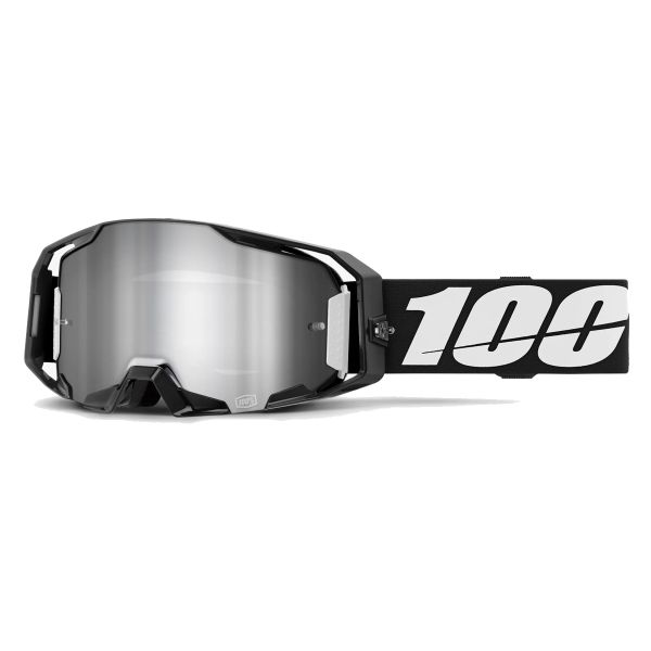 Gafas motocross 100% Armatic Negro - Mirror Silver Flash visera
