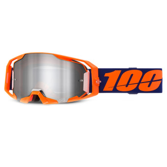 Gafas motocross 100% Armatic Naranja Fluo - Visera Plata Espejo