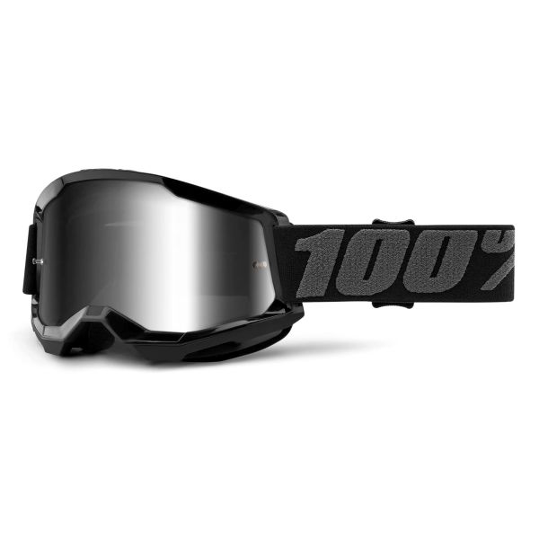 Gafas motocross 100% Strata 2 Black - Iridium Plata