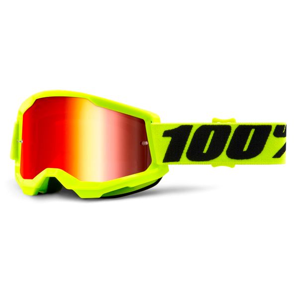 Gafas motocross 100% Strata 2 Yellow - Iridium Rojo