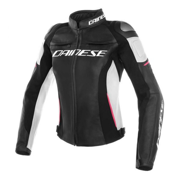 Cazadora moto Dainese Racing 3 Lady Black White Fuchsia