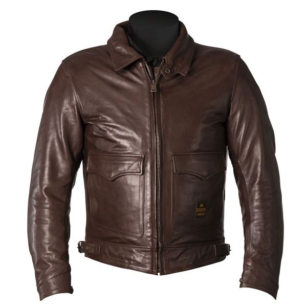 Cazadora moto Helstons Bill Leather Brown