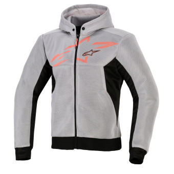 Cazadora moto Alpinestars Chrome Superairflow Hoodie Black Mid Gray Red Fluo