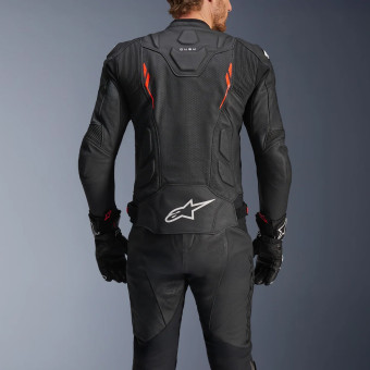 Alpinestars Dusk Airflow Piel Negro Rojo Fluo