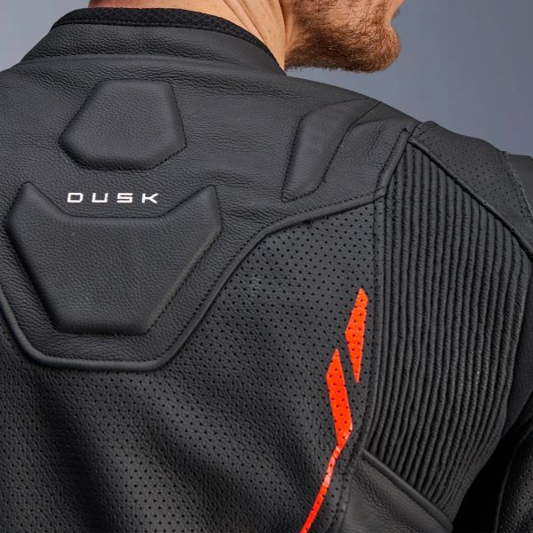 Alpinestars Dusk Airflow Piel Negro Rojo Fluo