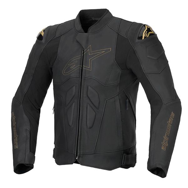 Cazadora moto Alpinestars Cuero negro láser Cazadora moto Alpinestars Cuero negro láser