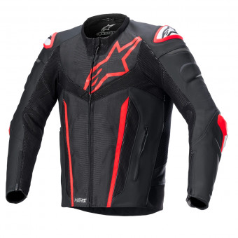Cazadora moto Alpinestars Fusion Leather Black Red Fluo