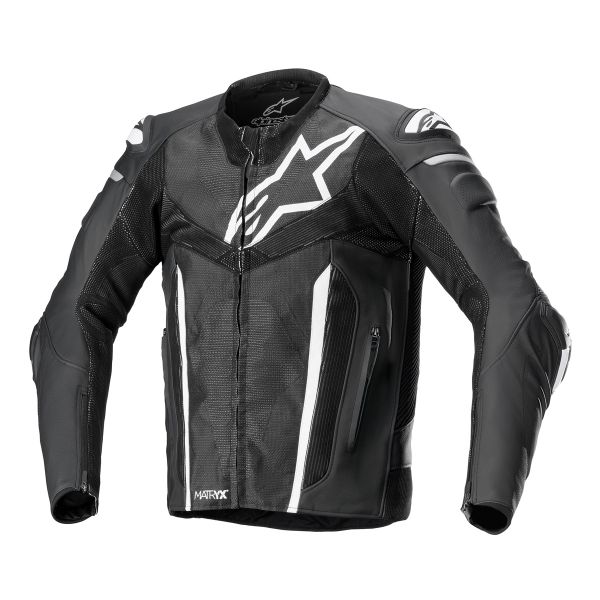 Cazadora moto Alpinestars Fusion Piel Negro Blanco Gris metalizado Cazadora moto Alpinestars Fusion Piel Negro Blanco Gris metalizado
