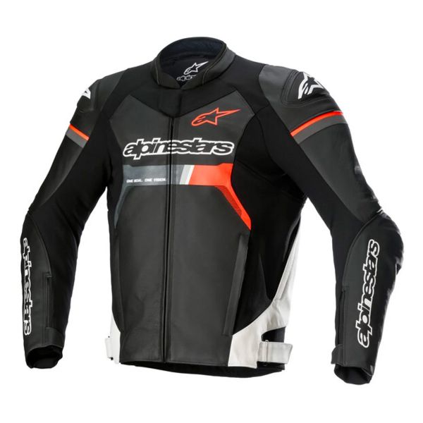 Cazadora moto Alpinestars GP Force Leather Black White Red Fluo