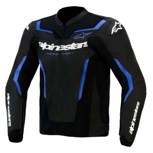 Cazadora moto Alpinestars GP Force V2 Leather Airflow Black Metallic Blue