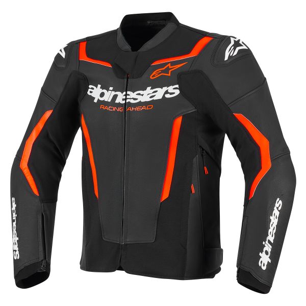 Cazadora moto Alpinestars GP Force V2 Leather Airflow Black Red Fluo