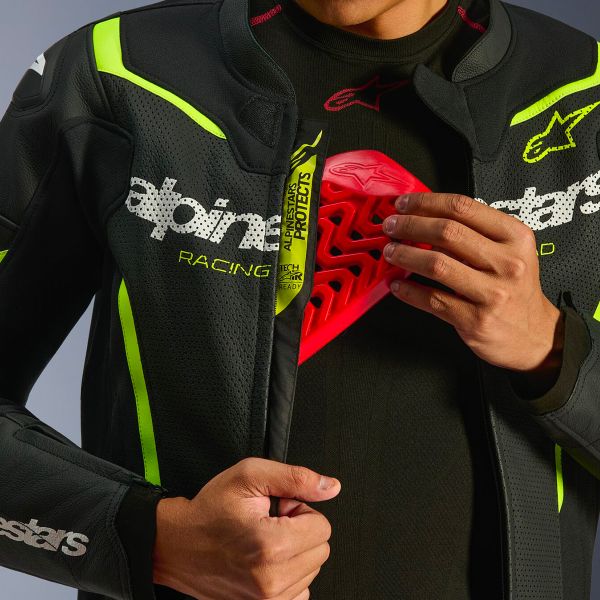 Alpinestars GP Force V2 Leather Airflow Black Yellow Fluo