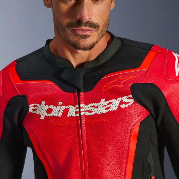 Alpinestars GP Force V2 Leather Airflow Red Fluo
