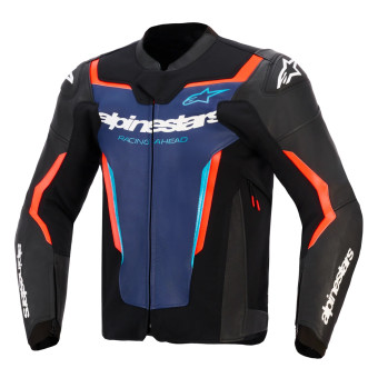 Cazadora moto Alpinestars GP Force V2 Leather Black Blue Red Fluo