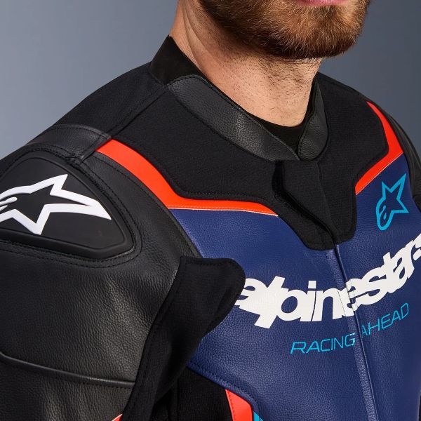 Alpinestars GP Force V2 Leather Black Blue Red Fluo