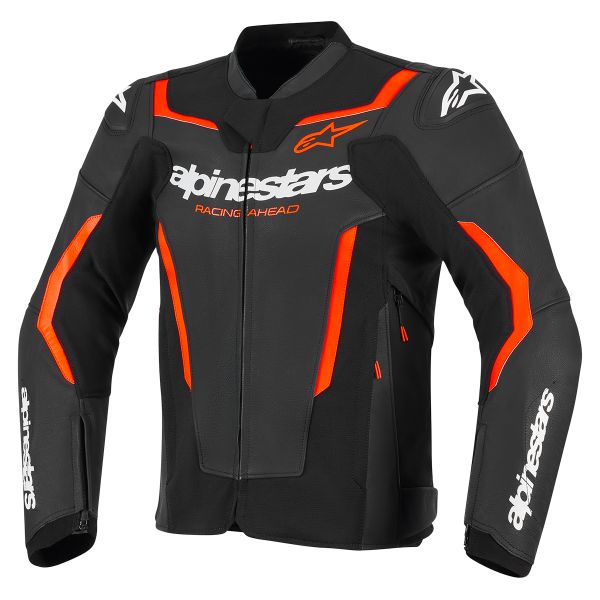 Cazadora moto Alpinestars GP Force V2 Leather Black Red Fluo