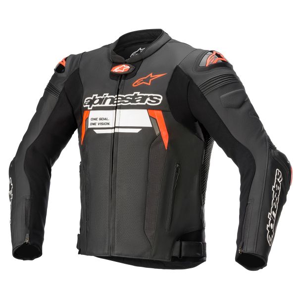 Cazadora moto Alpinestars Missile V2 Ignition Leather Black Red Fluo