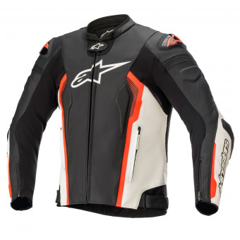 Cazadora moto Alpinestars Missile V2 Leather Black White Red Fluo