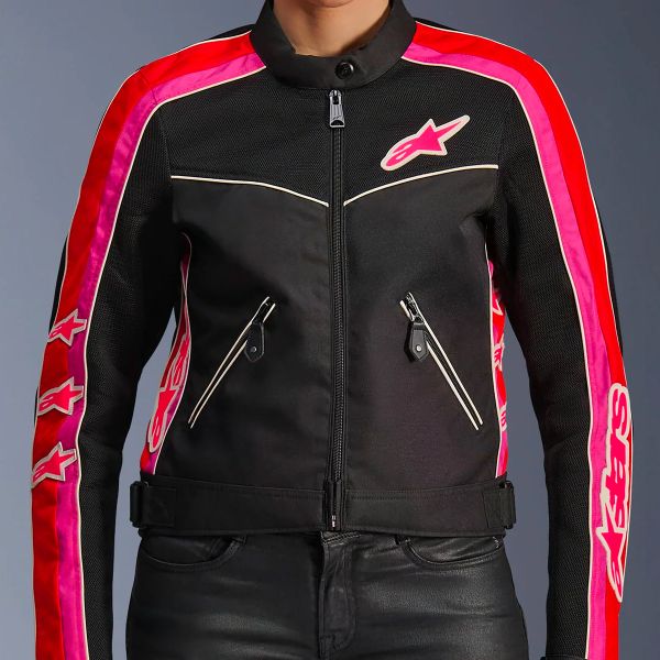 Alpinestars Stella T-Dyno Air Negro Rojo Brillante Fucsia