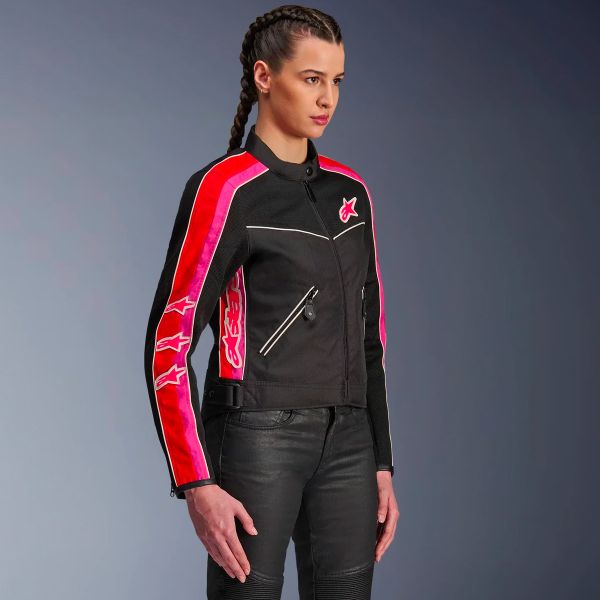 Alpinestars Stella T-Dyno Air Negro Rojo Brillante Fucsia