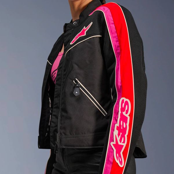 Alpinestars Stella T-Dyno Air Negro Rojo Brillante Fucsia