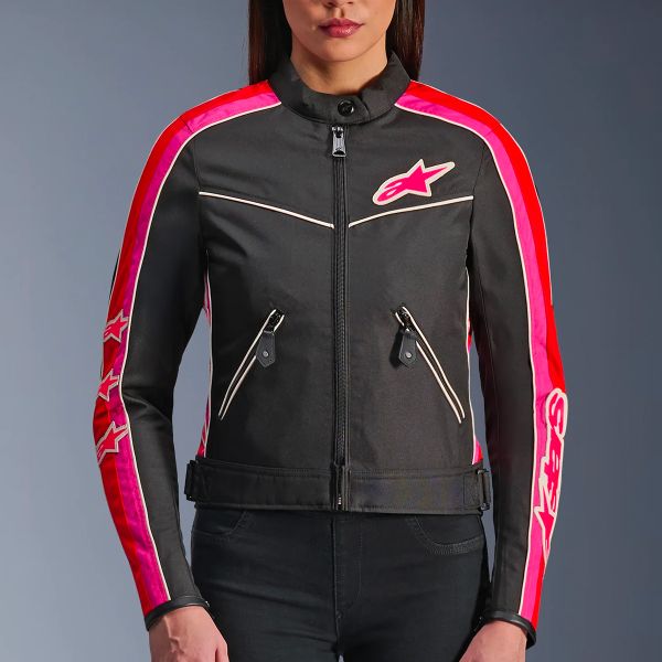 Alpinestars Stella T-Dyno WR Negro Rojo brillante Fucsia