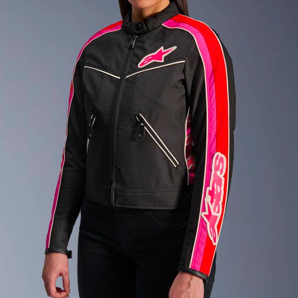 Alpinestars Stella T-Dyno WR Negro Rojo brillante Fucsia