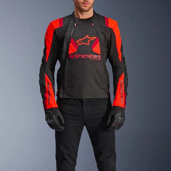 Alpinestars T-Stunt Air Negro Rojo Fluo Rojo Oscuro
