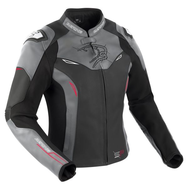 Cazadora moto Bering Lady Snap Black Grey Red