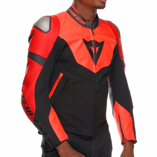 Dainese Iperattiva Leather-Tex Red Fluo Black