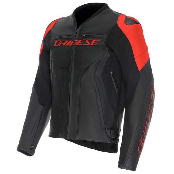 Cazadora moto Dainese Racing 5 Cuero Negro Rojo Fluo Cazadora moto Dainese Racing 5 Cuero Negro Rojo Fluo