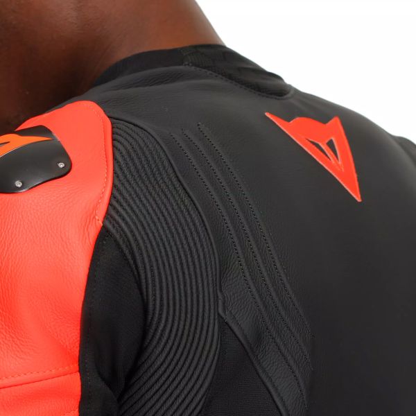 Dainese Racing 5 Cuero Negro Rojo Fluo