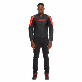 Dainese Racing 5 Cuero Negro Rojo Fluo
