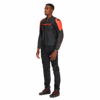 Dainese Racing 5 Cuero Negro Rojo Fluo