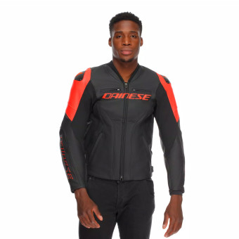 Dainese Racing 5 Cuero Negro Rojo Fluo