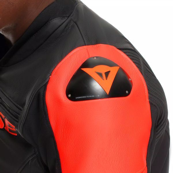 Dainese Racing 5 Cuero Negro Rojo Fluo