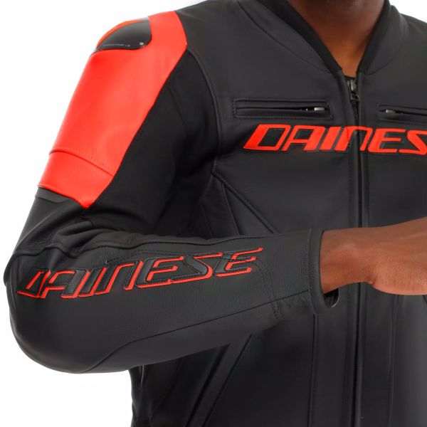 Dainese Racing 5 Cuero Negro Rojo Fluo