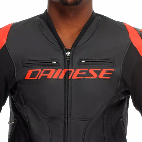 Dainese Racing 5 Cuero Negro Rojo Fluo