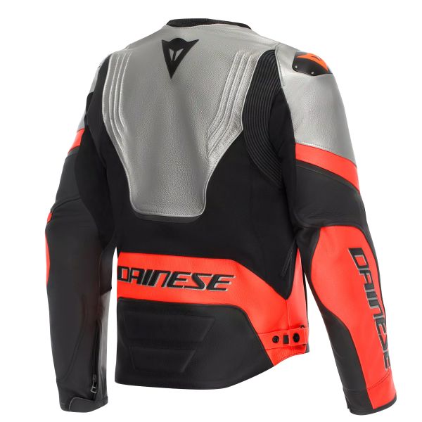 Dainese Racing 5 Cuero Plata Negro Rojo Fluo
