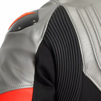 Dainese Racing 5 Cuero Plata Negro Rojo Fluo