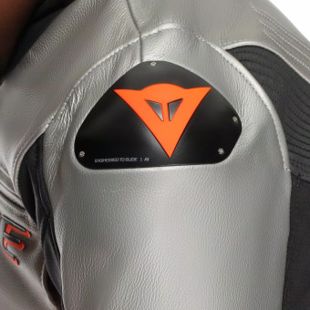 Dainese Racing 5 Cuero Plata Negro Rojo Fluo