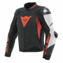 Cazadora moto Dainese Super Speed 4 Leather Perf Black Matt White Fluo Red