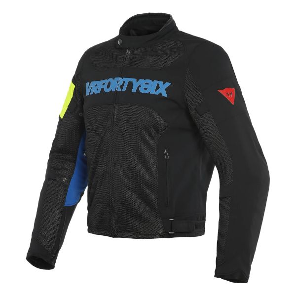 Cazadora moto Dainese VR46 Grid Air Black Princess Blue Fluo Yellow