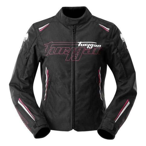 Cazadora moto Furygan Agata Negro Blanco Rosa