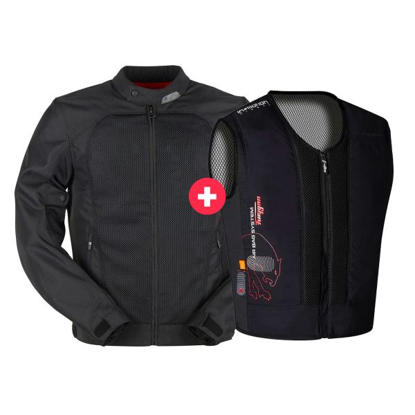 Airbag para moto Furygan Genesis Mistral Evo 2 Black + Chaleco Airbag Espaldera D3O