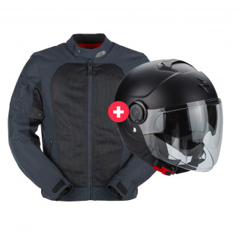 Cazadora moto Furygan Genesis Mistral Evo 2 Blue Black + Exo City Matt Black