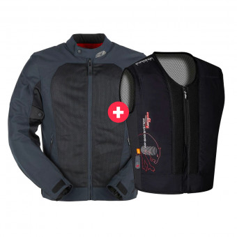 Airbag para moto Furygan Genesis Mistral Evo 2 Blue Black + Chaleco Airbag Espaldera D3O